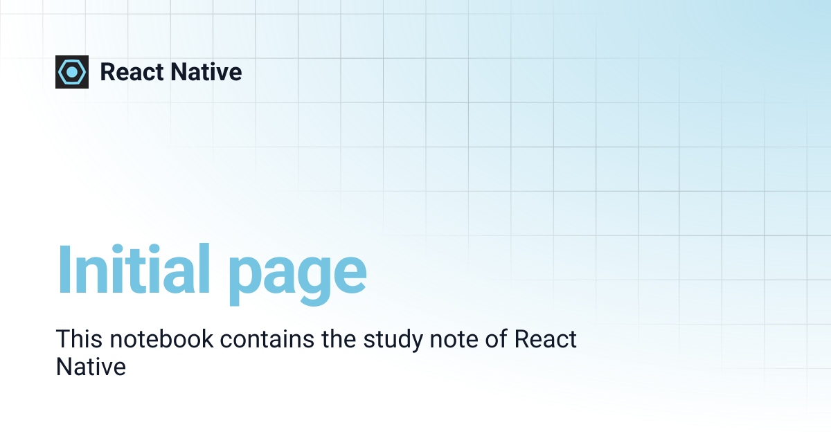 Initial page | React Native